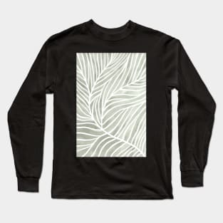Sage green leaf line art Long Sleeve T-Shirt
